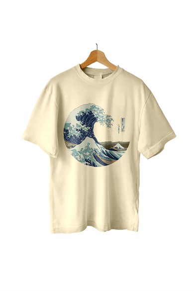 AlmicrabOversize TişörtOversize Kanagawa Wave Tişört
